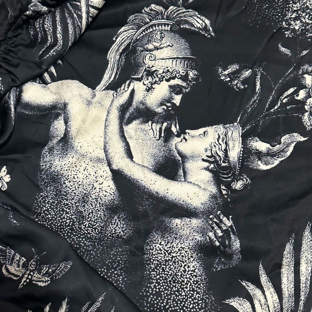 NEW Current Mood Laws Of Nature Monochrome Renaissance Ruched Mini Dress Large - Picture 11 of 11